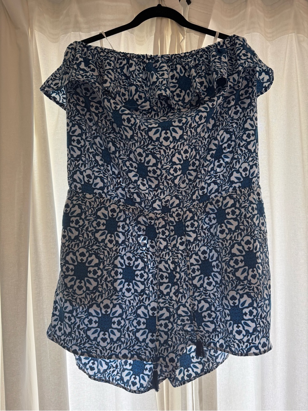 Vineyard Vines Blue and White Floral Off-Shoulder Camisole